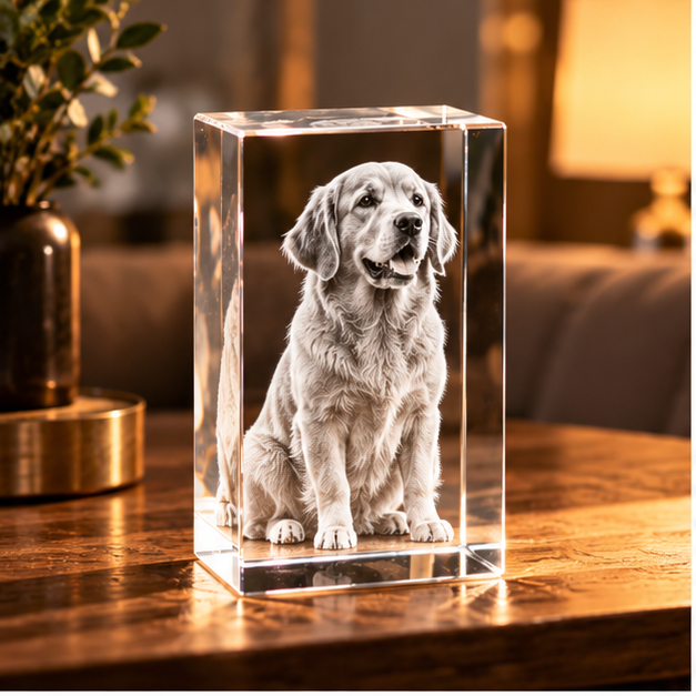 Cristal 3D personalizado con fotografía de perro