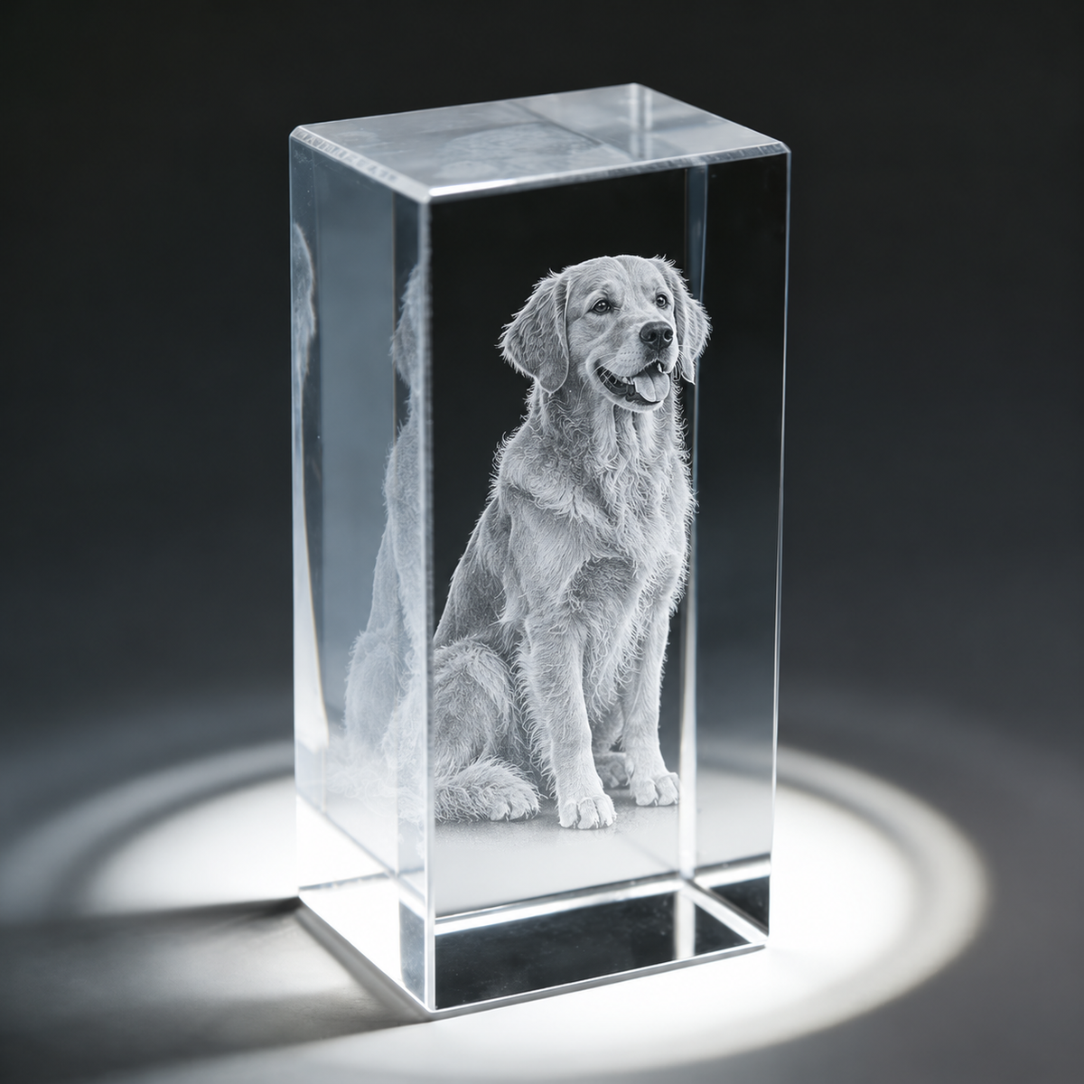 Cristal 3D personalizado con grabado de perro - Mi Mascota Única
